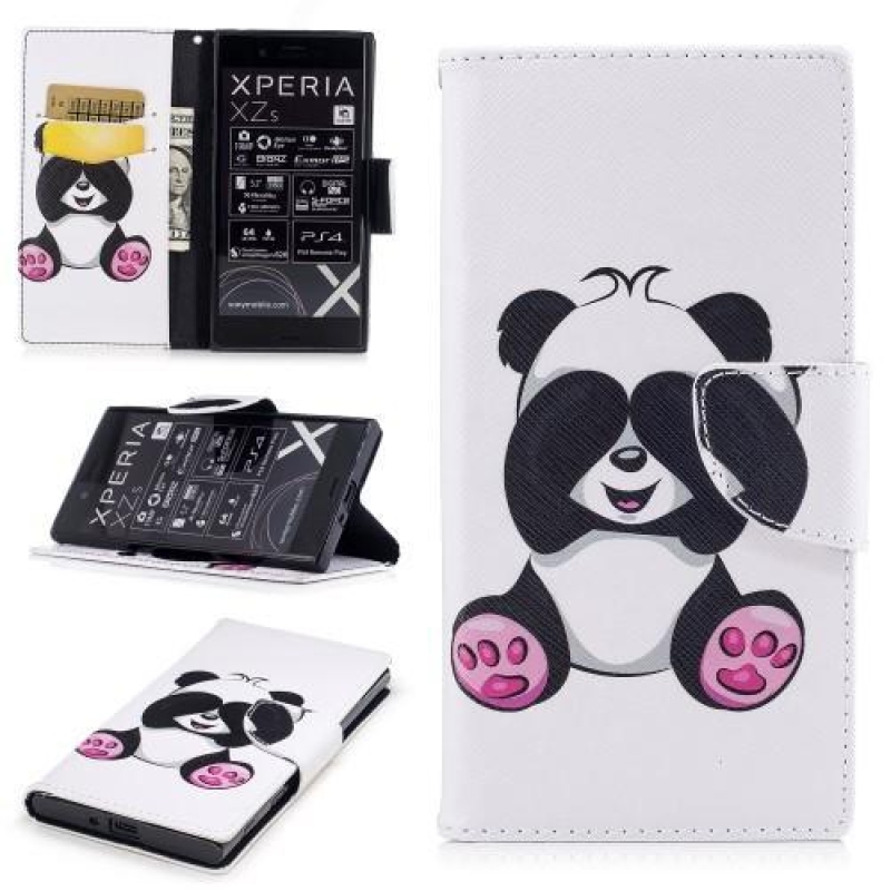 Printy PU bőr könyv tok Sony Xperia XZ-hez - panda