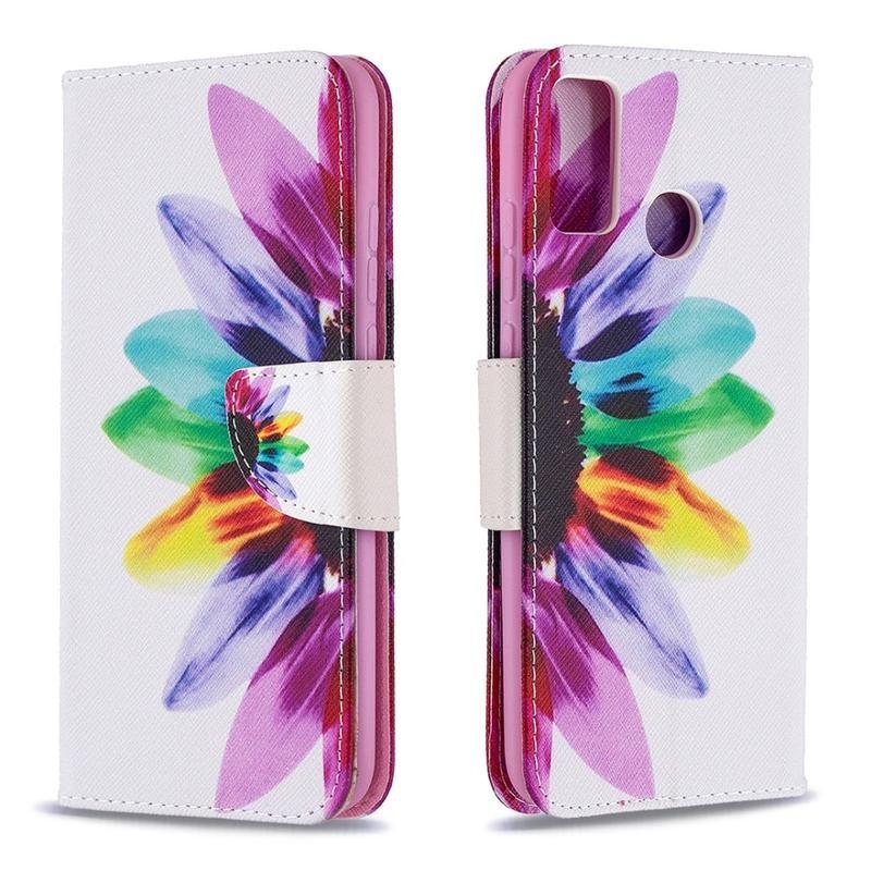 Printy PU bőr pénztárca tok a Honor 9X Lite-hoz - színes virág
