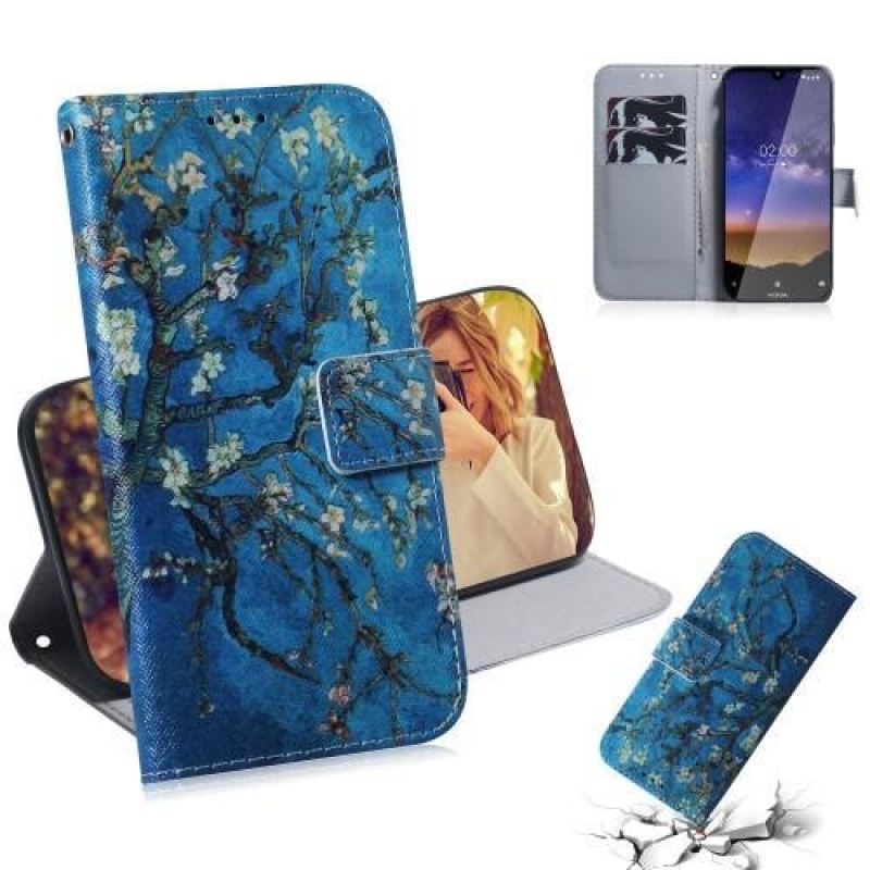 Printy PU bőr pénztárca tok Nokia 2.2 mobiltelefonhoz - fa