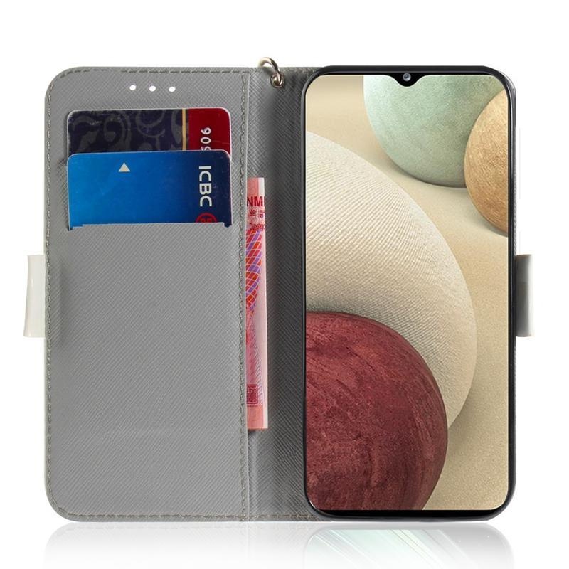 Printy PU bőr pénztárca tok Samsung Galaxy A12/M12 - macska paradicsommal