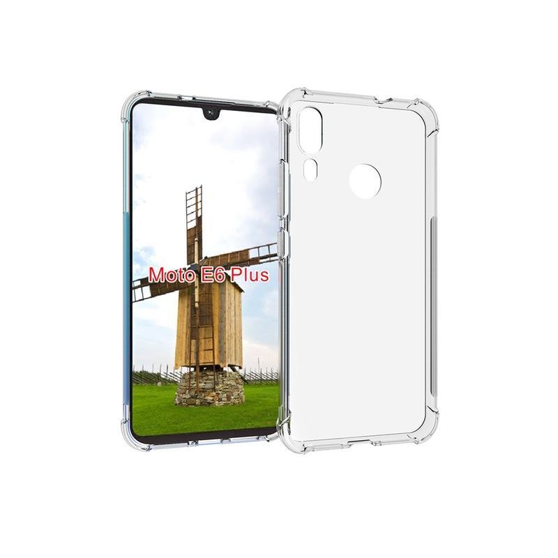 Átlátszó zselés tok megerősített sarkokkal Motorola Moto E6 Plus készülékhez - átlátszó