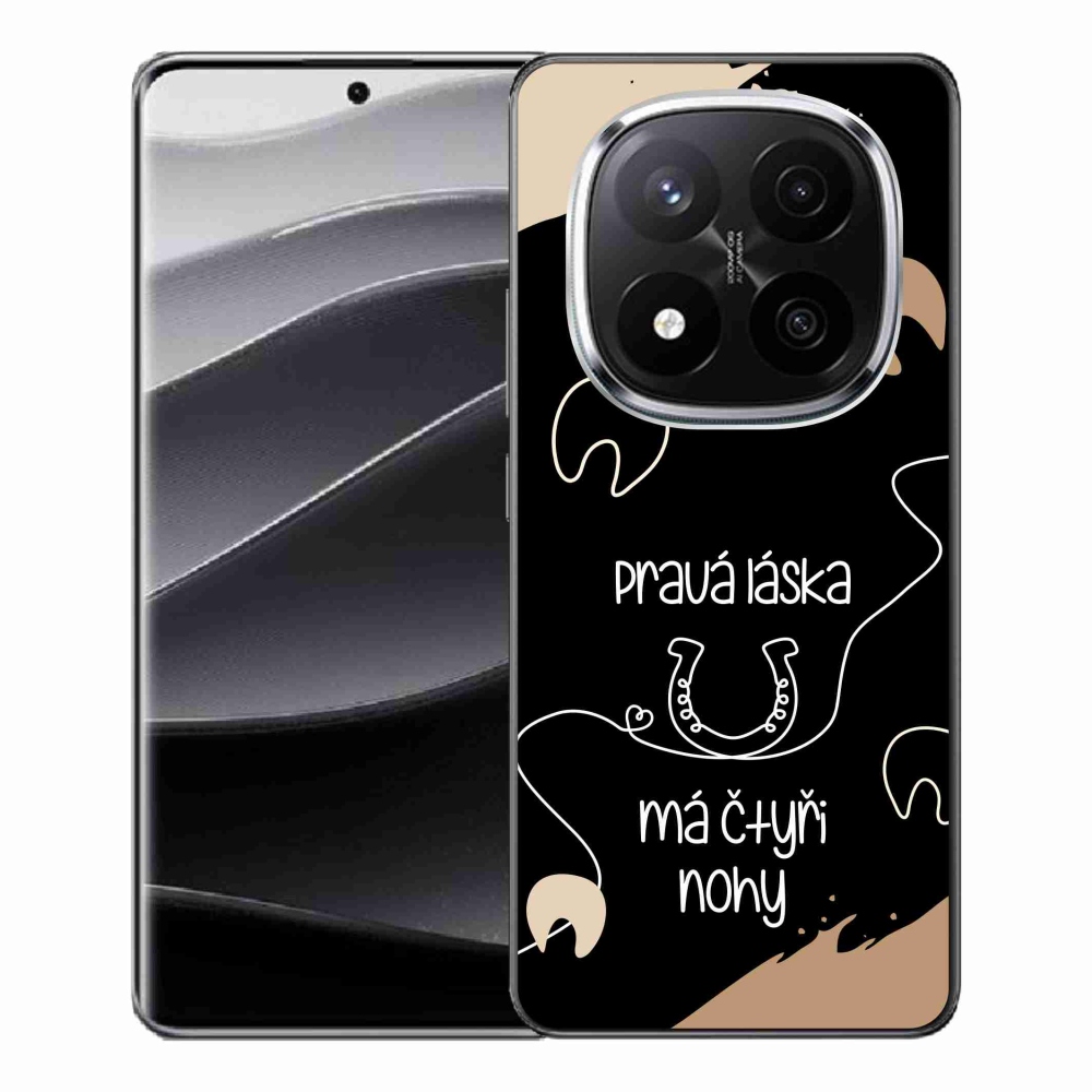 Gél borítás mmCase a Xiaomi Redmi Note 14 Pro+ 5G számára - ló motívum fekete háttérrel