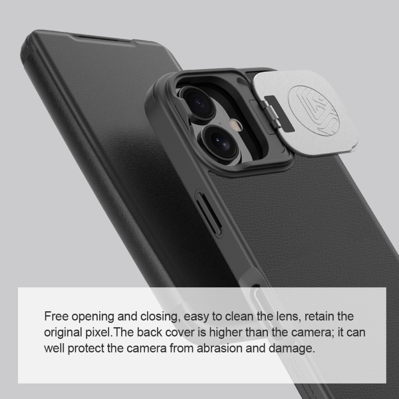 Nillkin Qin Book Prop Case tok Apple iPhone 16 Classic fekete
