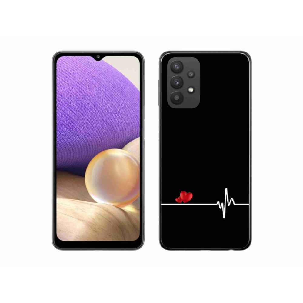 Gél borító mmCase Samsung Galaxy A32 5G - szív és szívverés fekete háttérrel