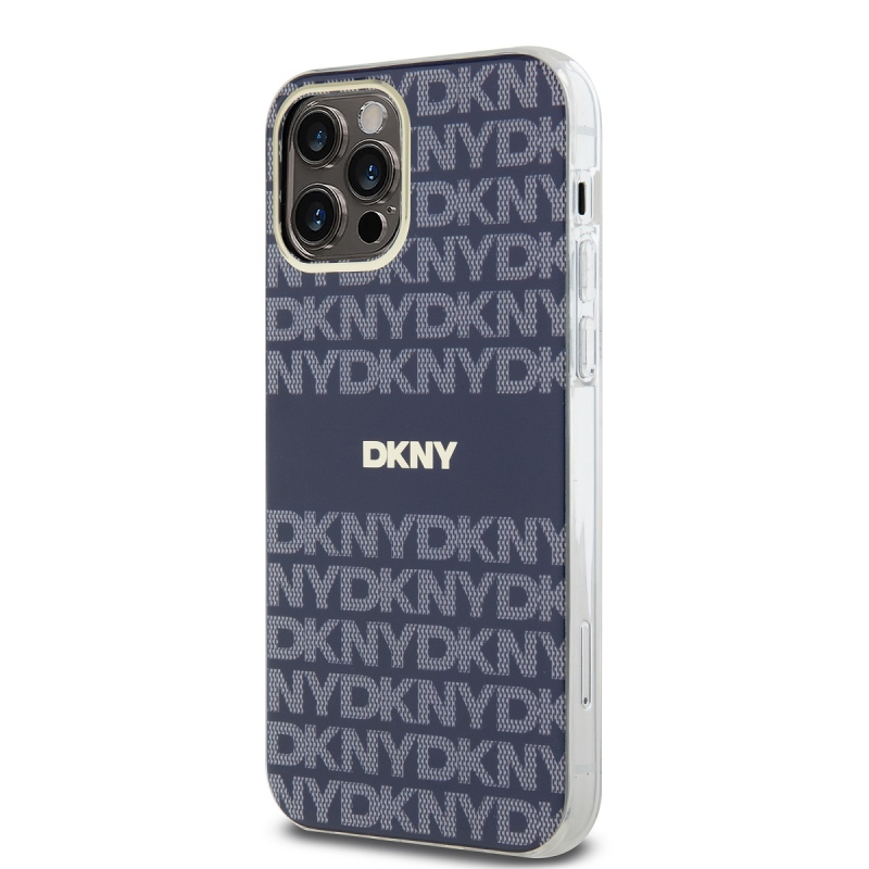 DKNY PC/TPU ismétlődő mintás tonális csíkos Magsafe hátlap iPhone 12/12 Pro kékhez