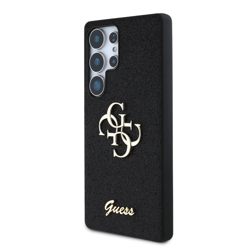 Guess PU Fixed Glitter 4G Metal Logo hátlap Samsung Galaxy S25 Ultra fekete