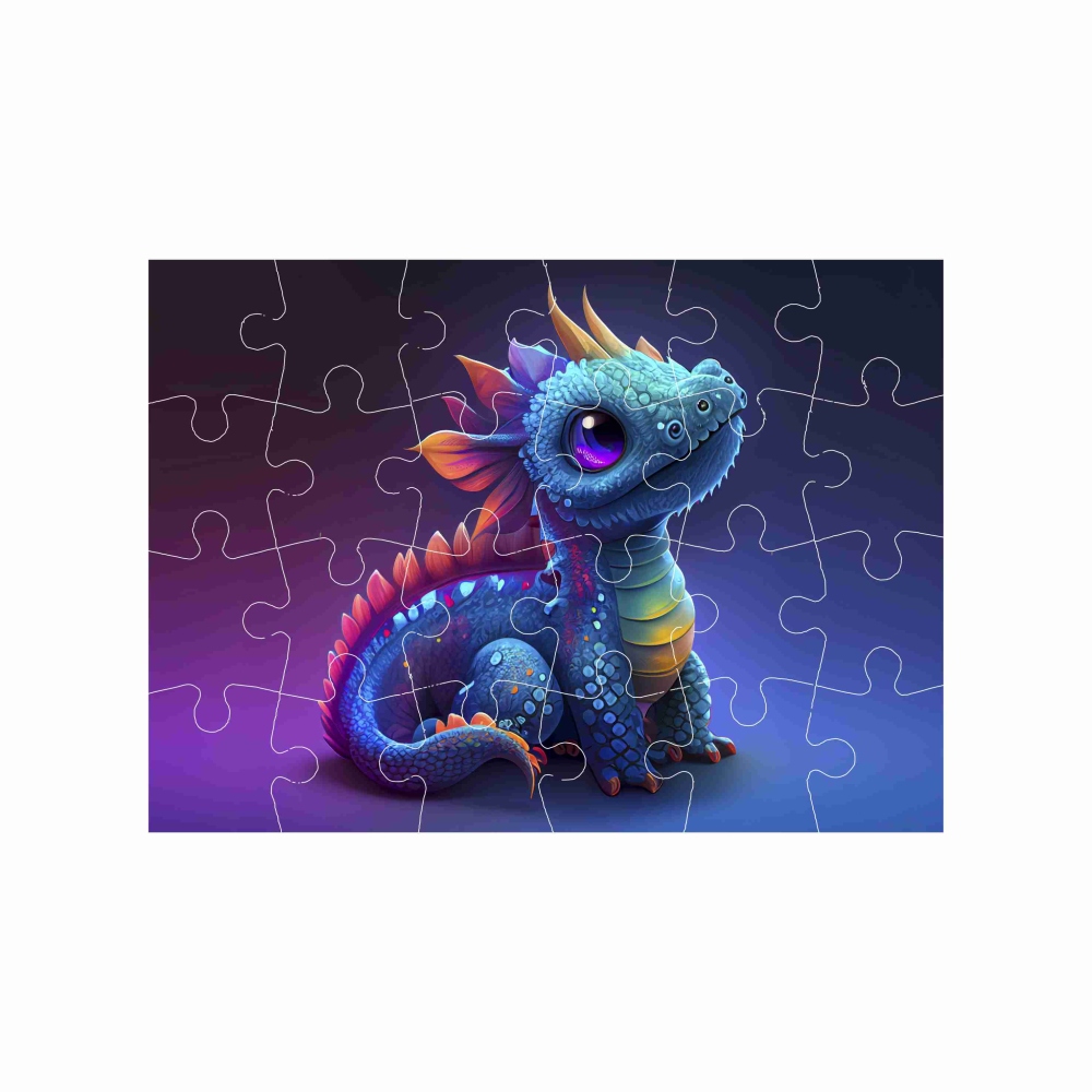 Puzzle 18x13cm (24 db) képpel - színes sárkány