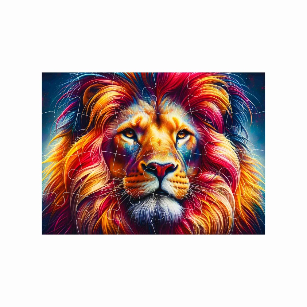 Puzzle 18x13cm (24 darab) képpel - színes oroszlán