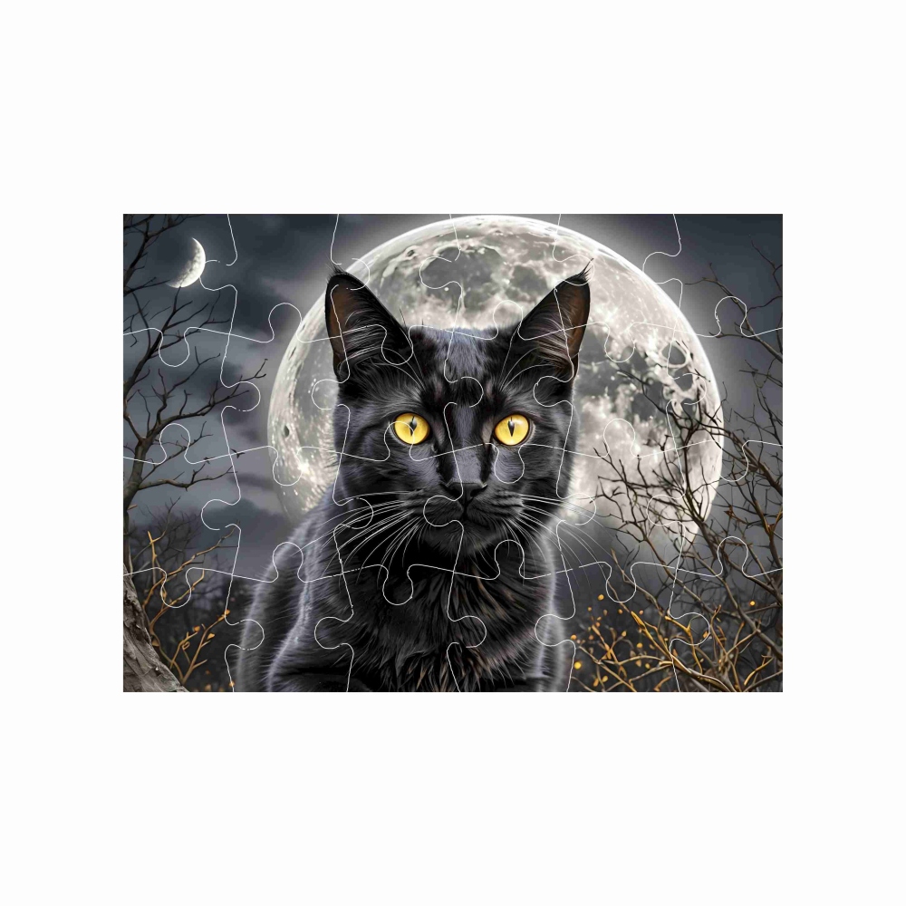 Puzzle 18x13cm (24 darab) képpel - fekete macska