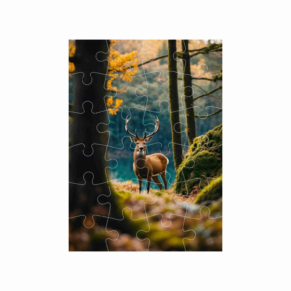 Puzzle 18x13cm (24 darab) képpel - szarvas az erdőben