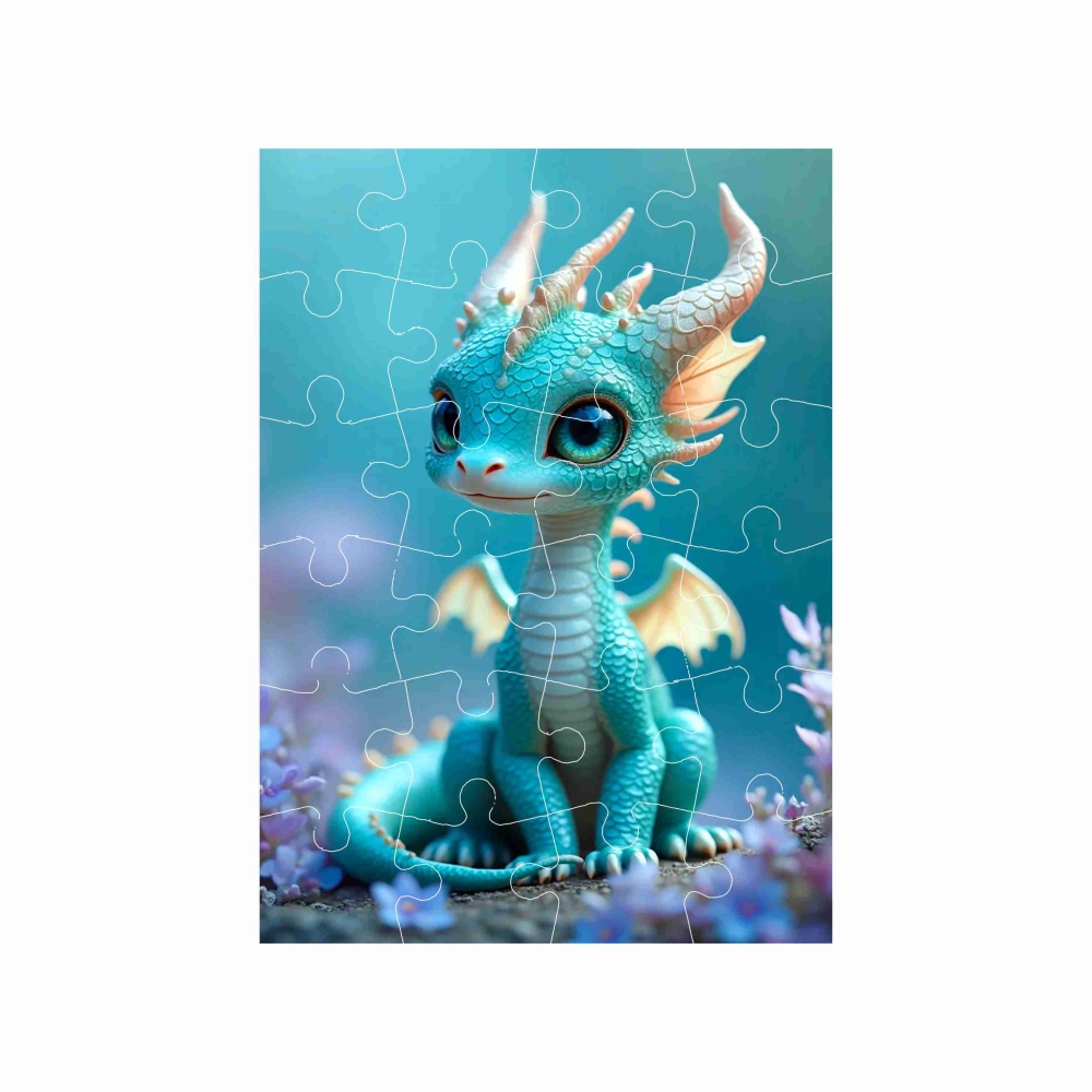 Puzzle 18x13cm (24 darab) képpel - kék sárkány