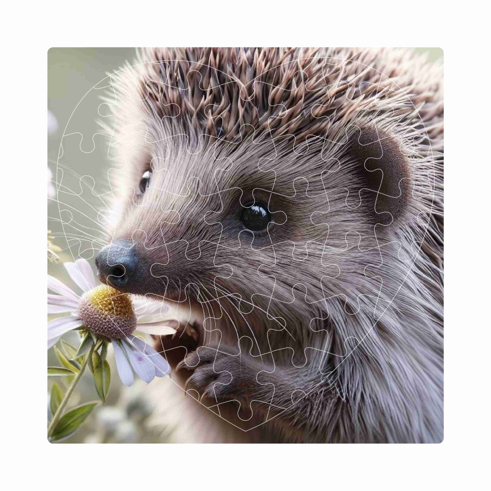 Szív alakú puzzle 19x18cm (76 darab) képpel - sündisznó