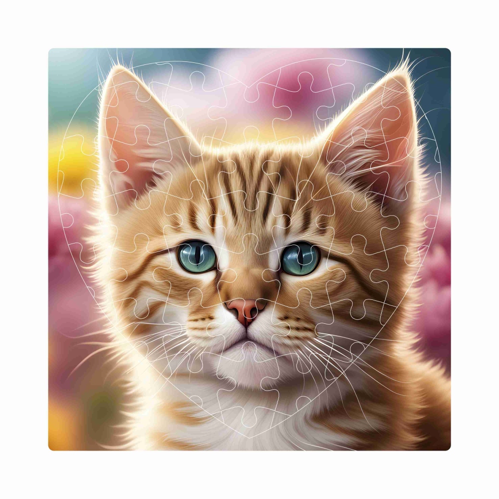 Puzzle 19x18cm szív alakú (76 darab) képpel - kiscica