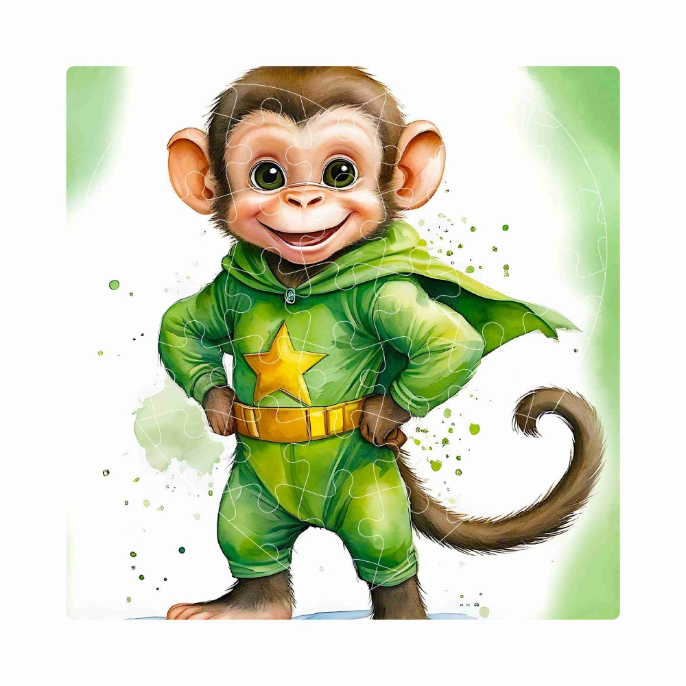 Szív alakú puzzle 19x18cm (76 darab) képpel - rajzfilmmajom