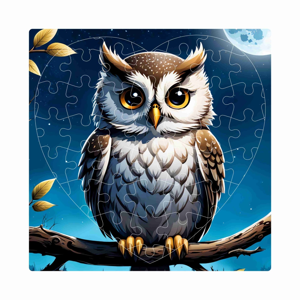 Szív alakú puzzle 19x18cm (76 darab) egy képpel - bagoly
