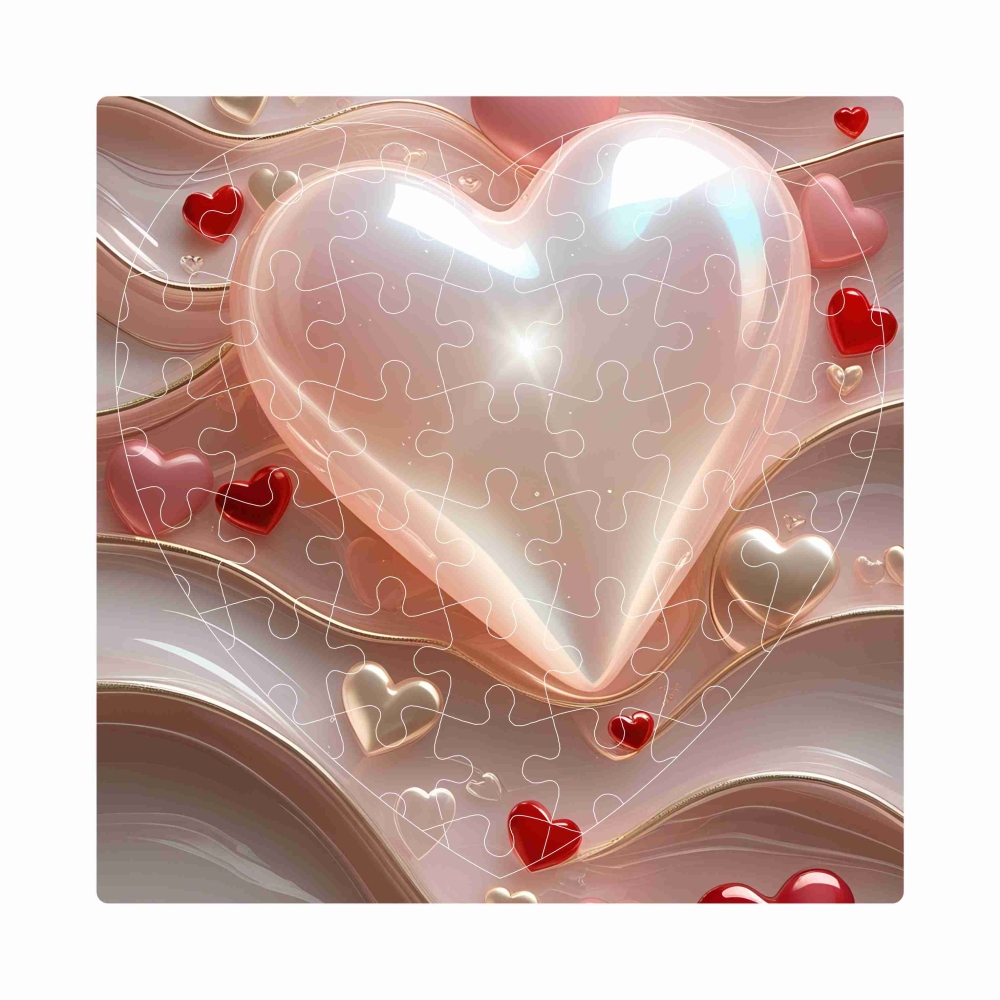 Szív alakú puzzle 19x18cm (76 darab) képpel - szívek