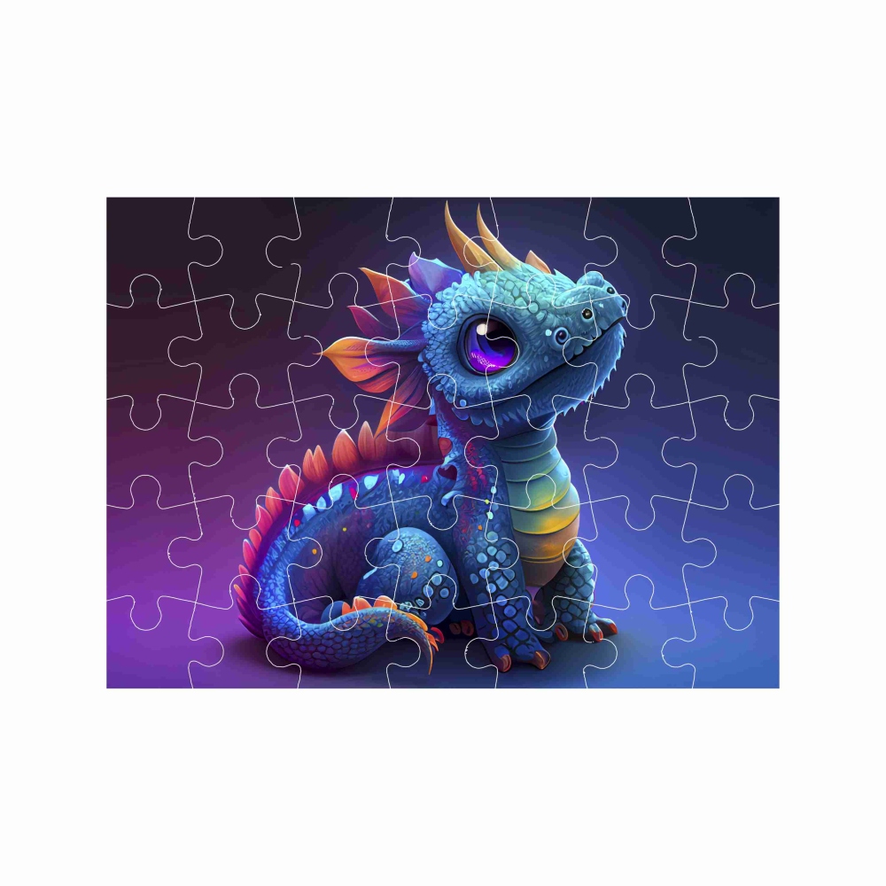 Puzzle 27x19,5cm (35 darab) képpel - színes sárkány