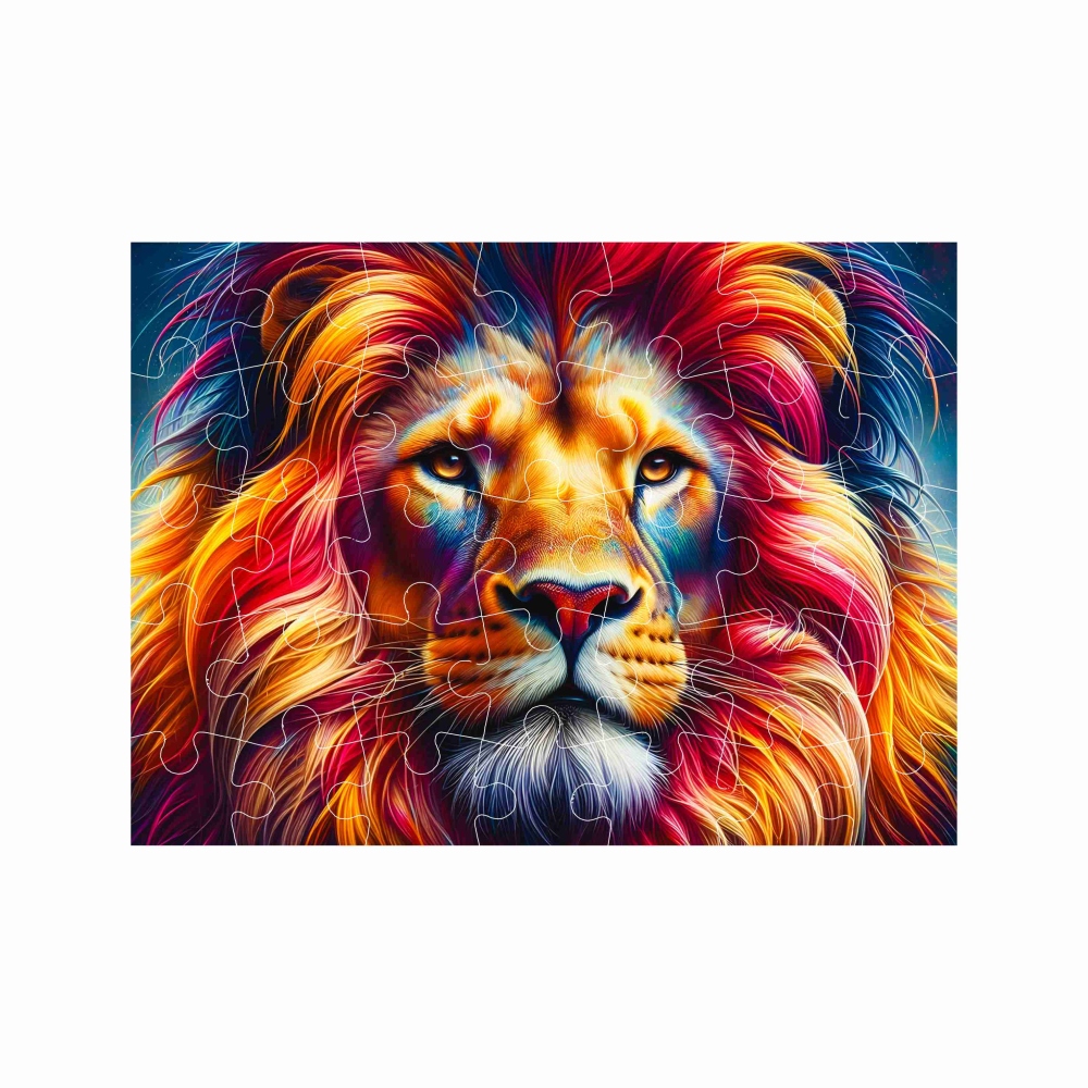 Puzzle 27x19,5cm (35 darab) képpel - színes oroszlán