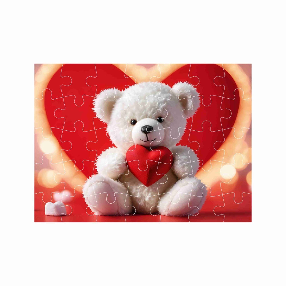 Puzzle 27x19,5cm (35 darab) képpel - mackó szívvel