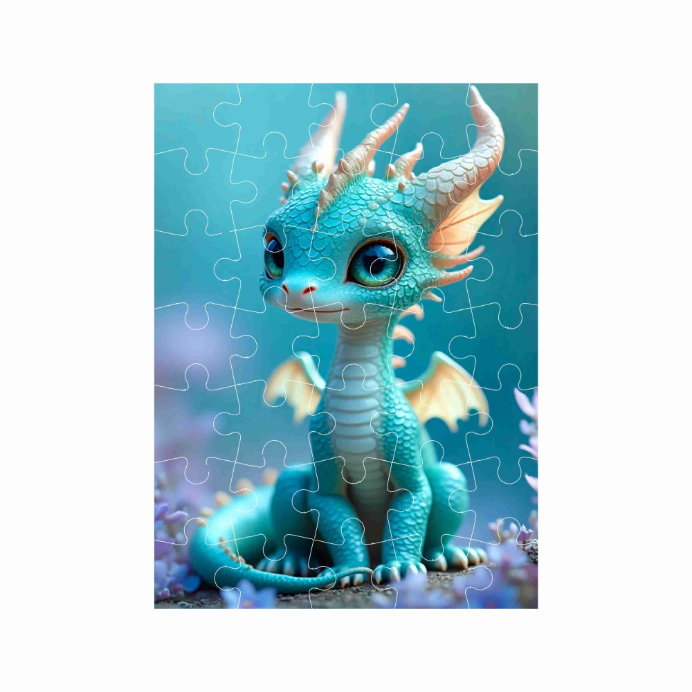 Puzzle 27x19,5cm (35 darab) képpel - kék sárkány