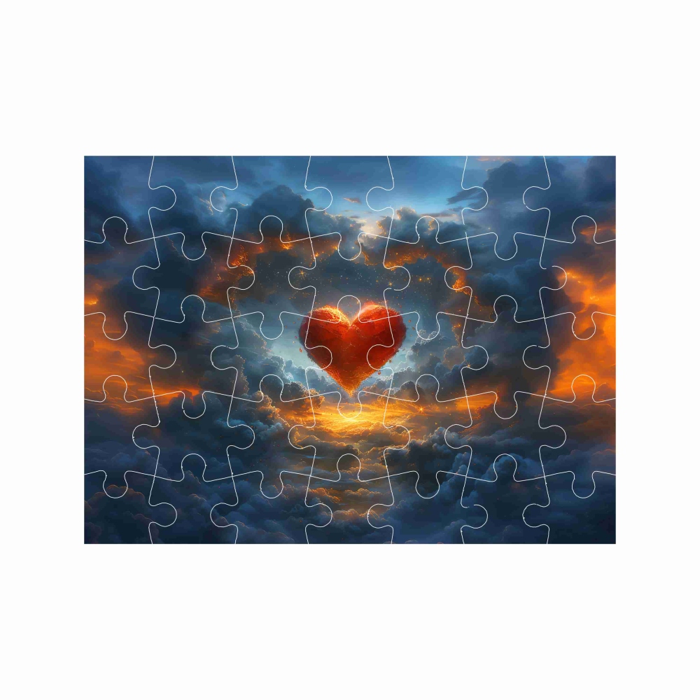 Puzzle 27x19,5cm (35 darab) képpel - szívek és felhők