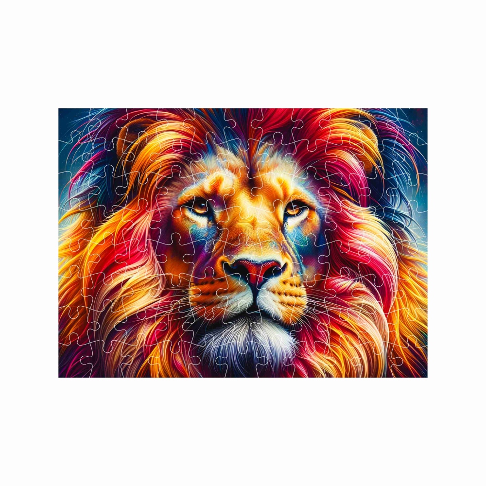 Puzzle 27x19,5cm (88 darab) képpel - színes oroszlán