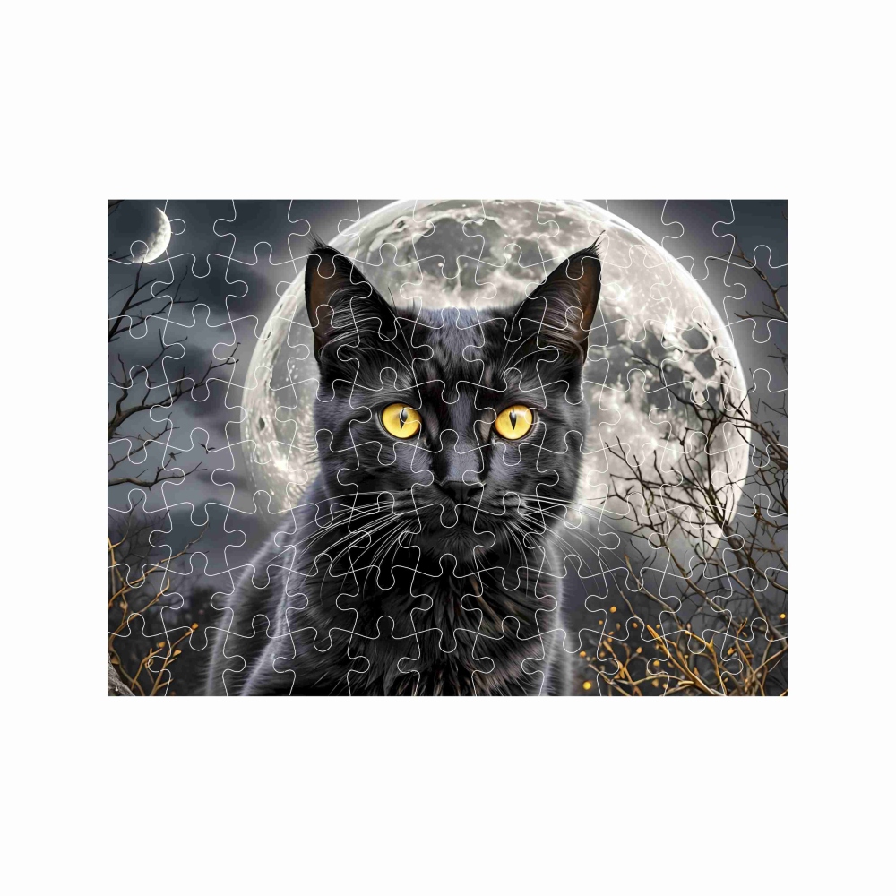 Puzzle 27x19,5cm (88 darab) képpel - fekete macska