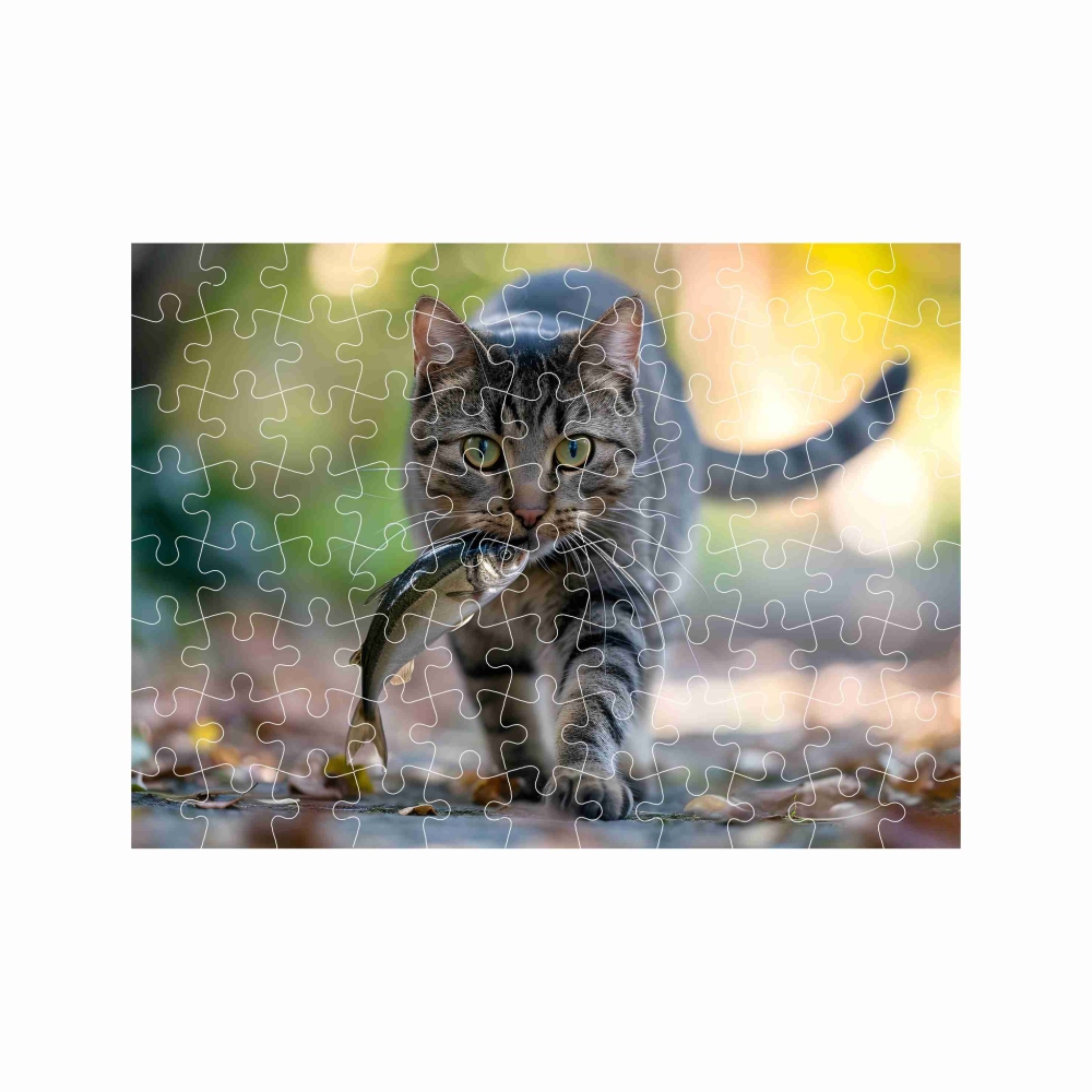 Puzzle 27x19,5cm (88 darab) képpel - macska halakkal
