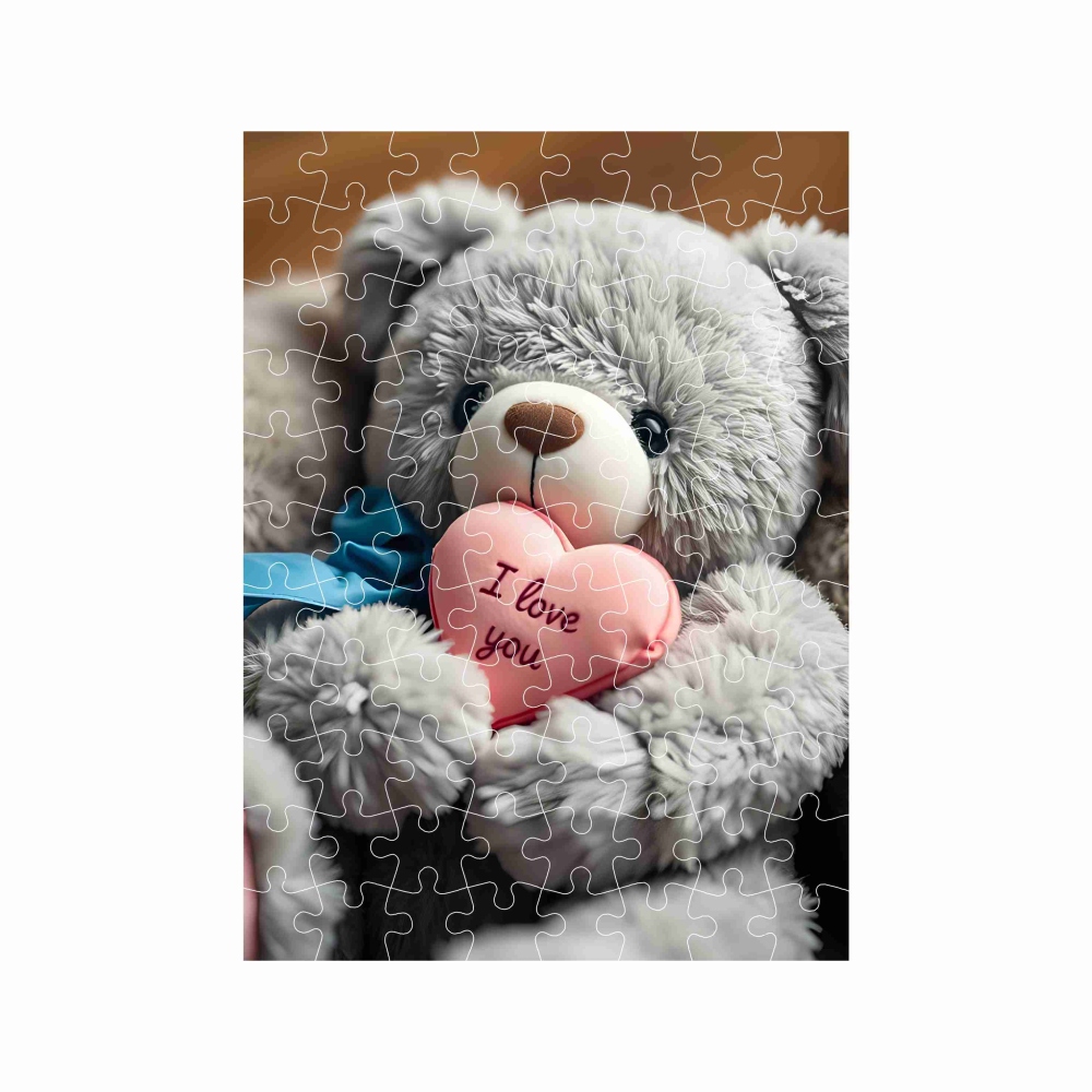 Puzzle 27x19,5cm (88 darab) képpel - mackó szívvel 1