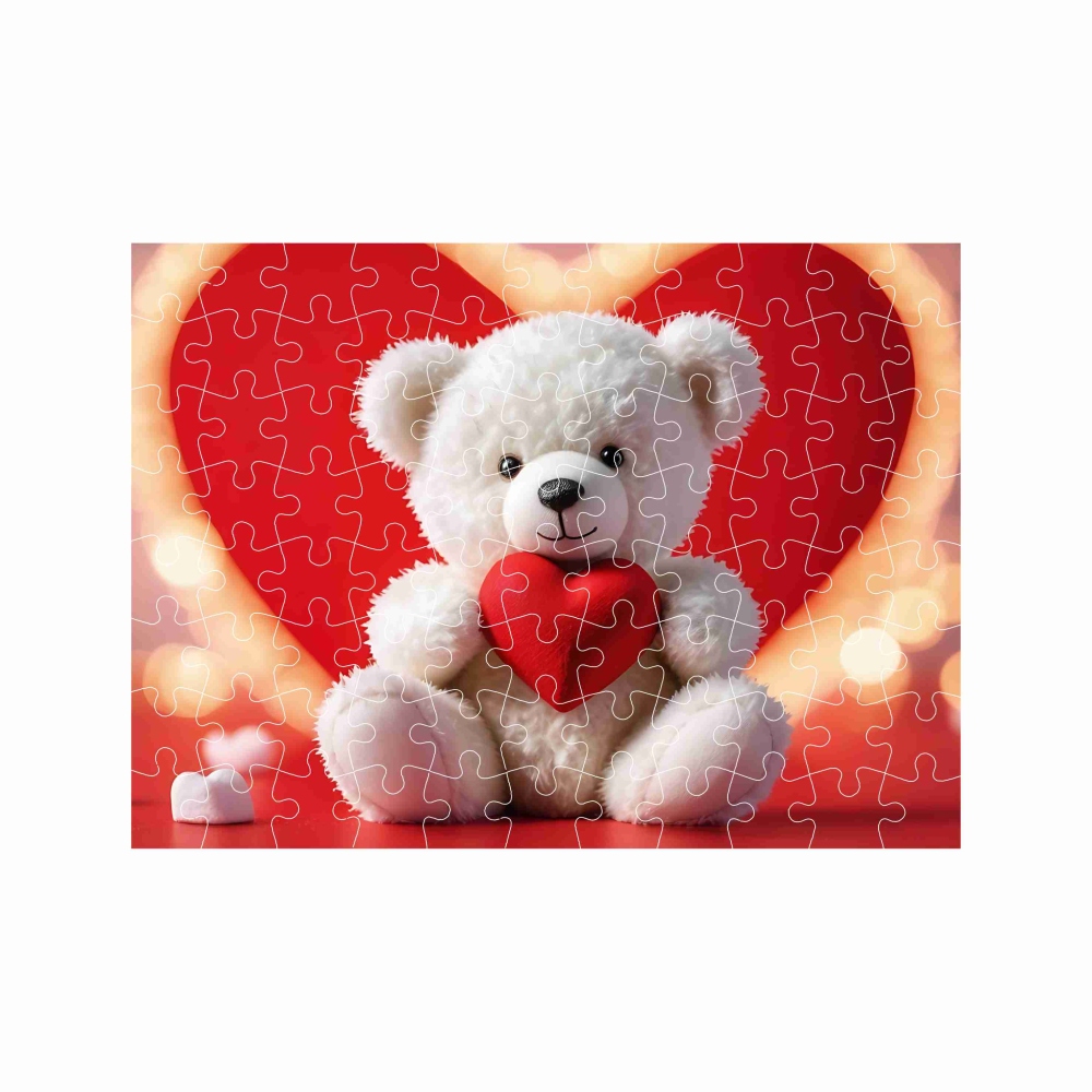 Puzzle 27x19,5cm (88 darab) képpel - mackó szívvel