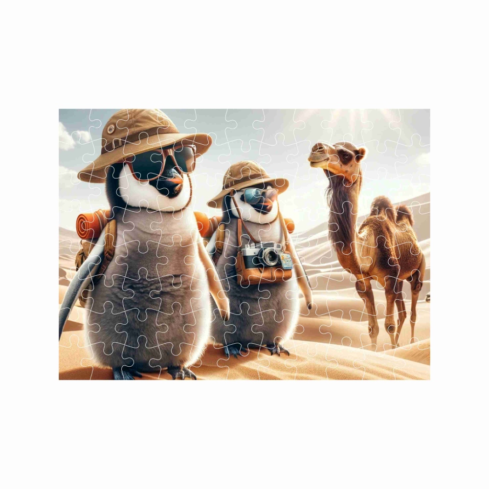Puzzle 27x19,5cm (88 darab) képpel - pingvinek a sivatagban