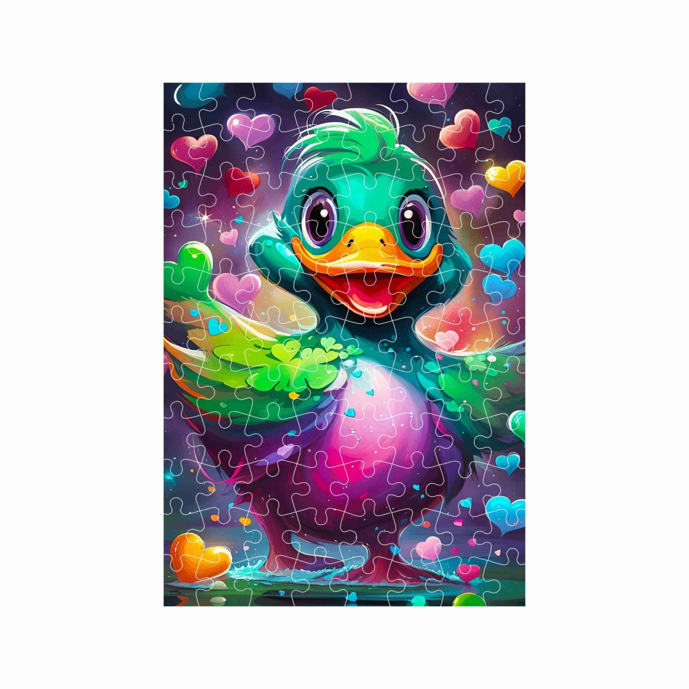 A4-es puzzle 29x20cm (120 darab) képpel - színes kacsa