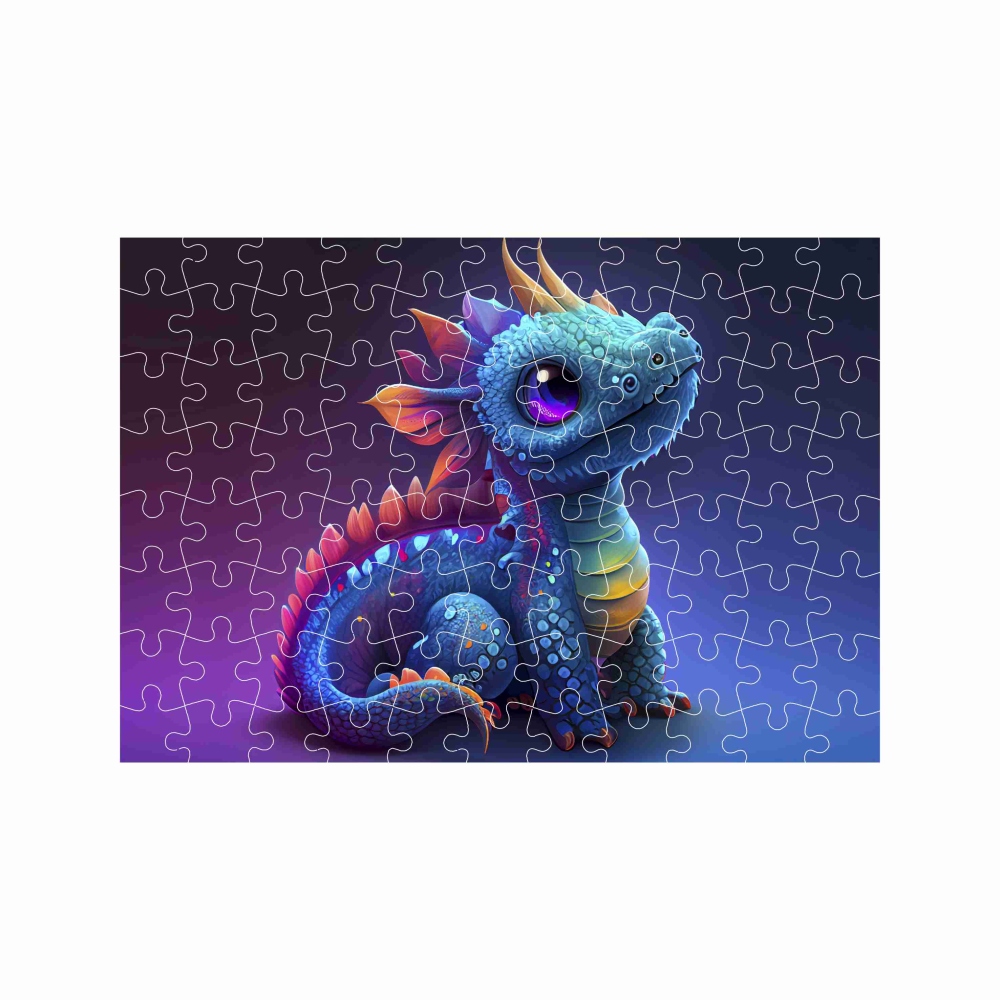 A4-es puzzle 29x20cm (120 darab) képpel - színes sárkány