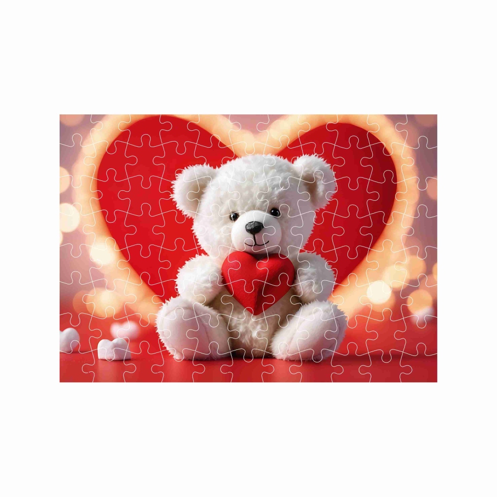 Puzzle A4 29x20cm (120 darab) képpel - mackó szívvel - A4 29x20cm (120 db)