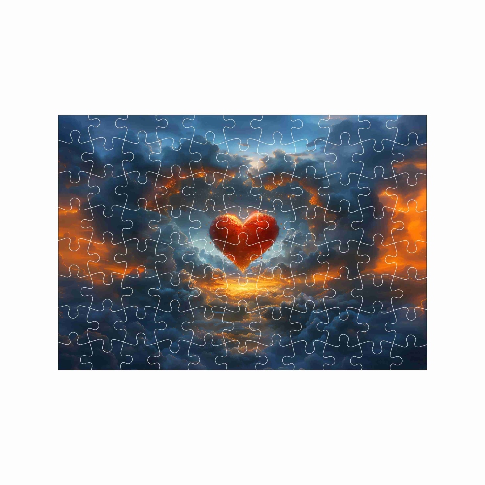A4-es puzzle 29x20cm (120 darab) képpel - szív és felhők