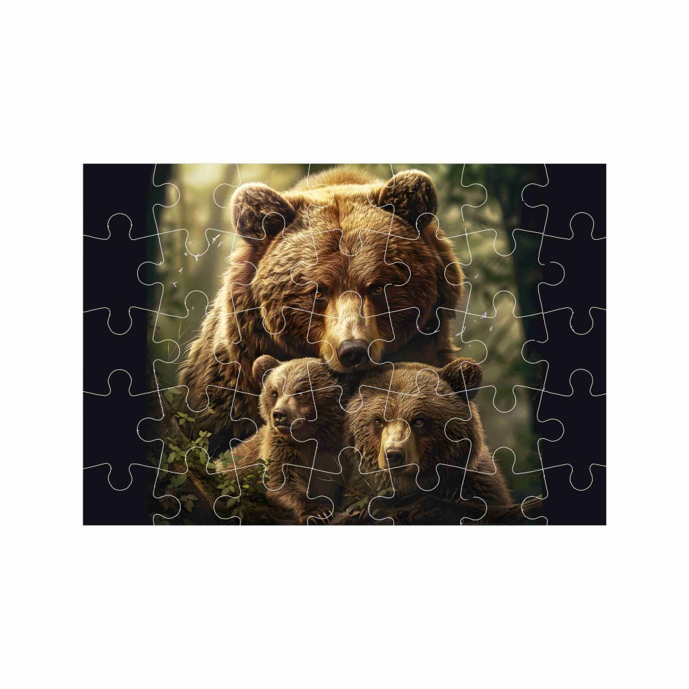 A4-es puzzle 29x20cm (40 darab) képpel - medve és kölykei