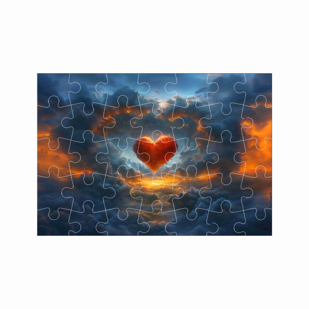 A4-es puzzle 29x20cm (40 darab) képpel - szív és felhők