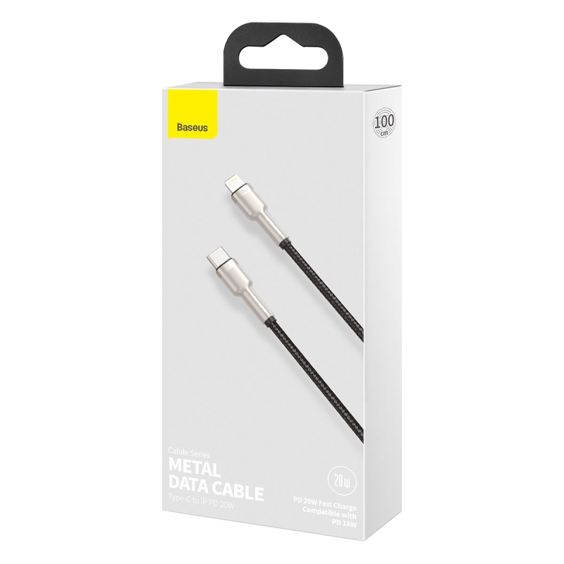Baseus Cafule Metal sorozatú adatkábel USB-C - világítás 20W 1m fekete
