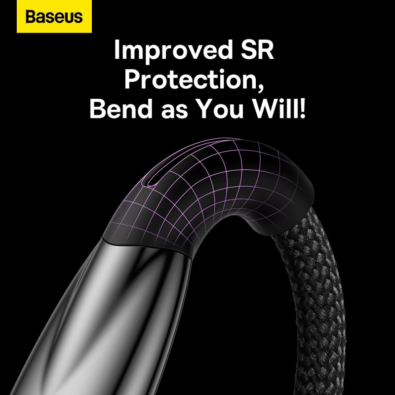 Baseus Glimmer sorozatú gyorstöltő adatkábel USB-A - USB-C 100W 1m Fekete