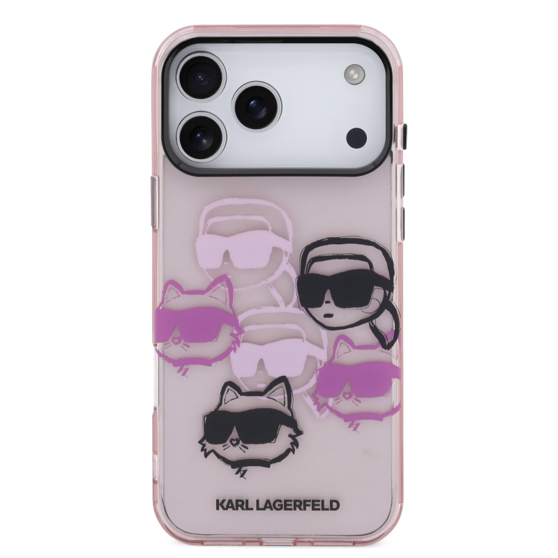 Karl Lagerfeld IML Multi K&CH Heads hátlapi borító iPhone 17 Pro Max rózsaszínhez