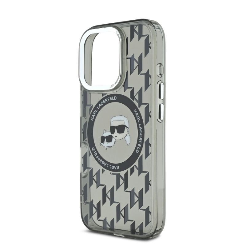 Karl Lagerfeld IML Monogram K&CH Heads MagSafe hátlapi borító iPhone 16 Pro-hoz Fekete