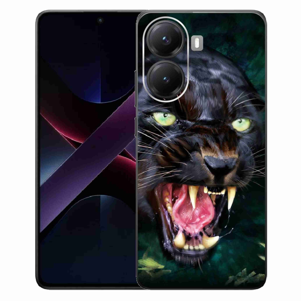 Gél borítás mmCase a Xiaomi Poco X7 Pro 5G számára - dühös fekete párduc