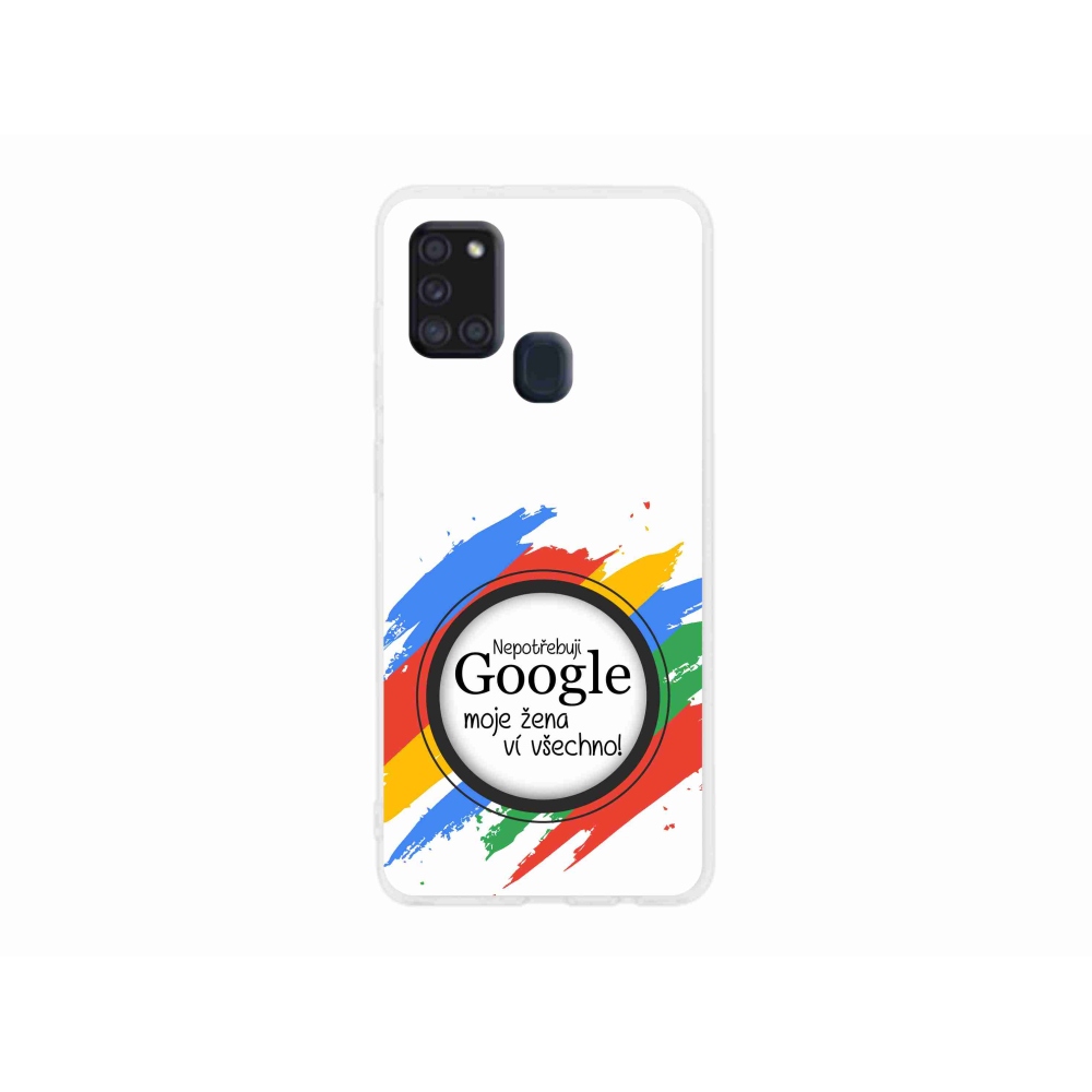 Gél borító mmCase Samsung Galaxy A21s - a nő mindent tud fehér háttérrel