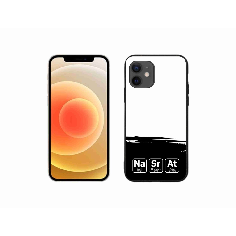 Gél borítás mmCase iPhone 12 mini készülékhez - kémiai elemek fekete és fehér háttérrel