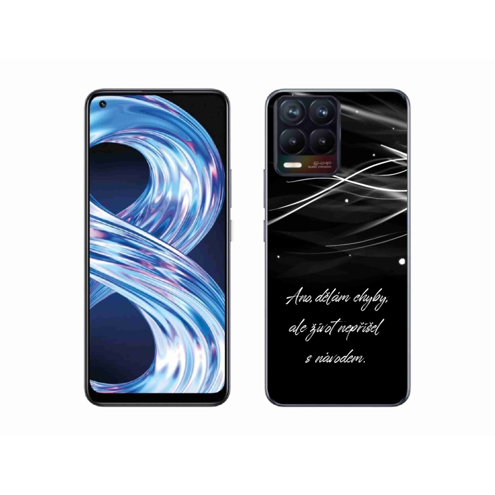 Gél borítás mmCase a Realme 8 4G-n - idézet fekete háttérrel