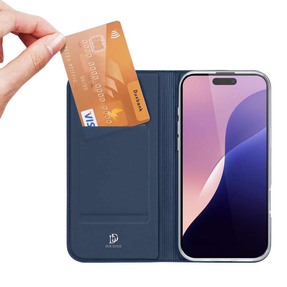DUX könyvtáska iPhone 16 Pro Max készülékhez - sötétkék