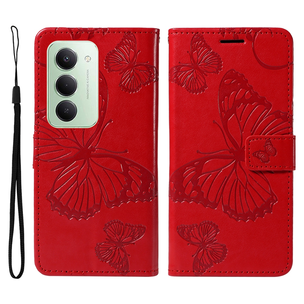 Nagy pillangó könyv tok Xiaomi Redmi 15 4G (171mm) - piros