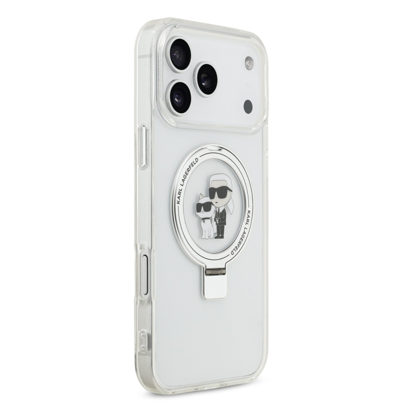 Karl Lagerfeld Ringstand Karl és Choupette MagSafe hátlapi borító iPhone 17 Pro Max-hez Fehér