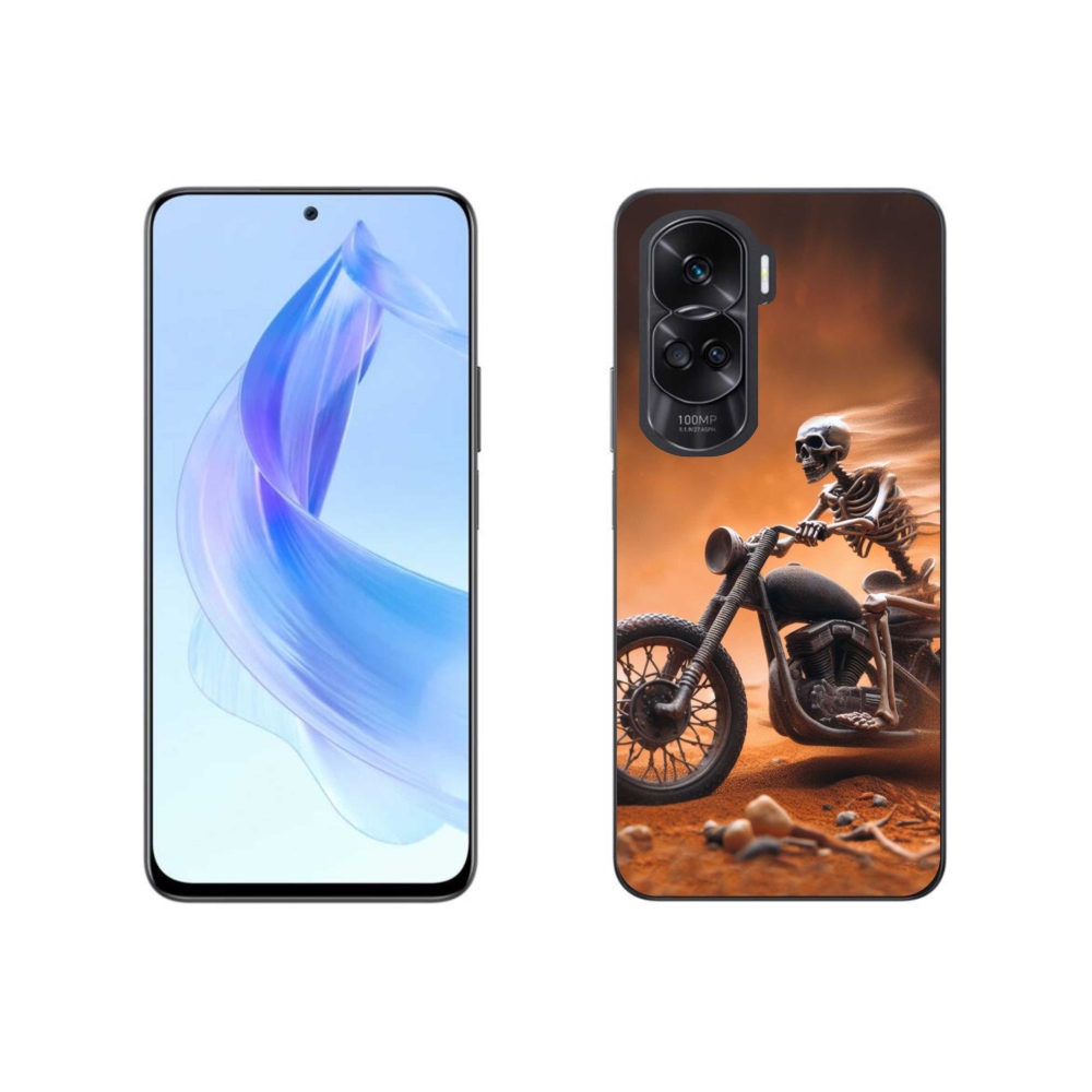 Gél borítás mmCase a Honor 90 Lite-hoz - csontváz egy motorkerékpáron