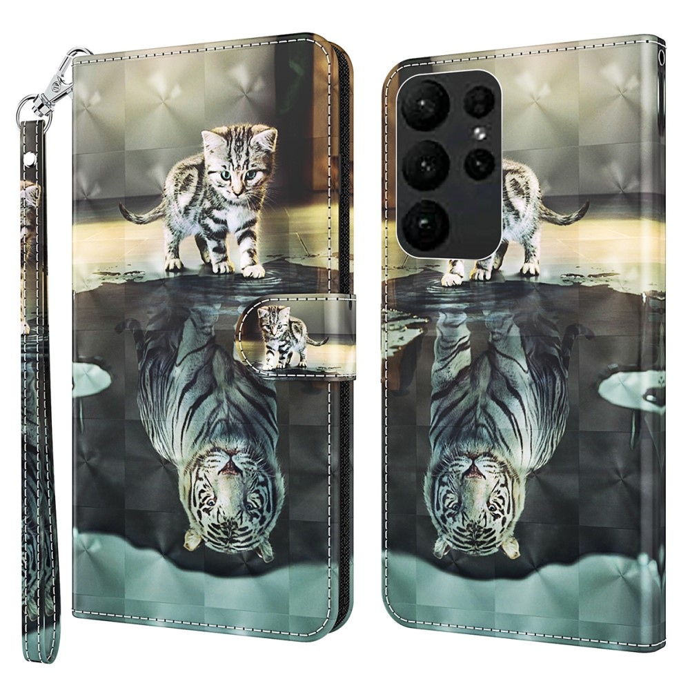 Nyomtatott könyv tok Samsung Galaxy S24 Ultra készülékhez - macska és tigris tükörkép